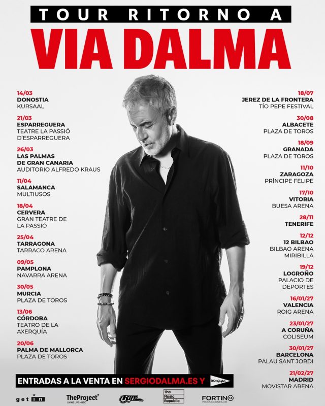 @sergiodalmaoficial vuelve a las escenarios con una gira en 2026 y 2027, entradas a la venta a partir del 5 de noviembre a las 12:00 🎟️ 🎟️