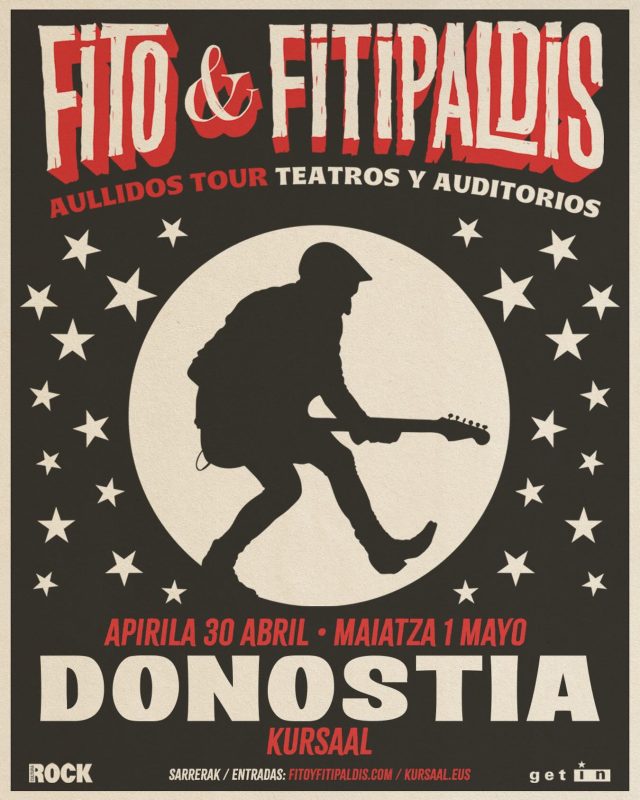 📢📢¡Notición!

Fito & Fitipaldis actuará en el Kursaal de Donostia el 30 de abril y el 1 de mayo del próximo año.

La doble cita se enmarca en su nueva gira “Aullidos Tour. Teatros y Auditorios 2026-2027”.

🎟️Entradas a la venta el martes 30 de junio a las 12:00 en fitoyfitipaldis.com y kursaal.eus

SAVE THE DATE‼️‼️

@fitoyfitipaldisoficial 
@kursaaldonostia
