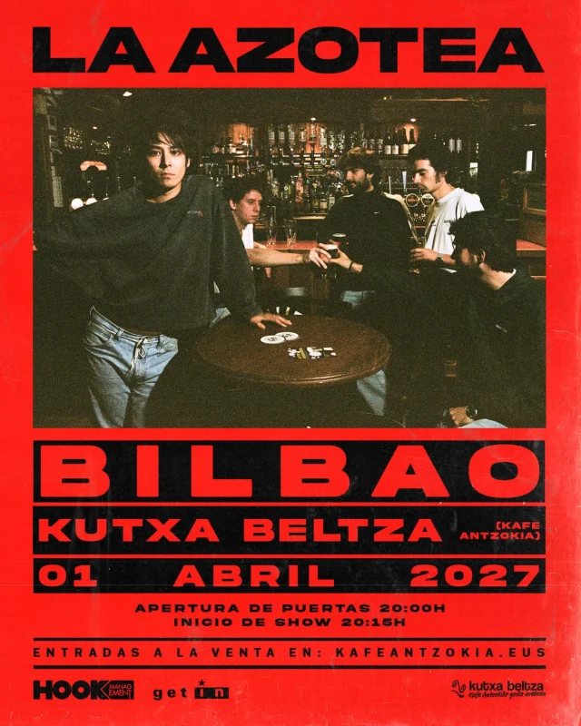 @la.azotea.band regresa a las salas con la gira de presentación de su nuevo disco. Un tour con el que están revolucionando los escenarios con un directo explosivo, cercano y lleno de actitud 🔥

Una noche para disfrutar en la sala Kutxa Beltza del @kafe_antzokia de Bilbao con sonidos que recuerdan a los inicios de Pereza, Los Zigarros y bandas internacionales como Oasis, The Rolling Stones y Dire Straits.

🎟️ Entradas ya a la venta en 👉🏼kafeantzokia.eus