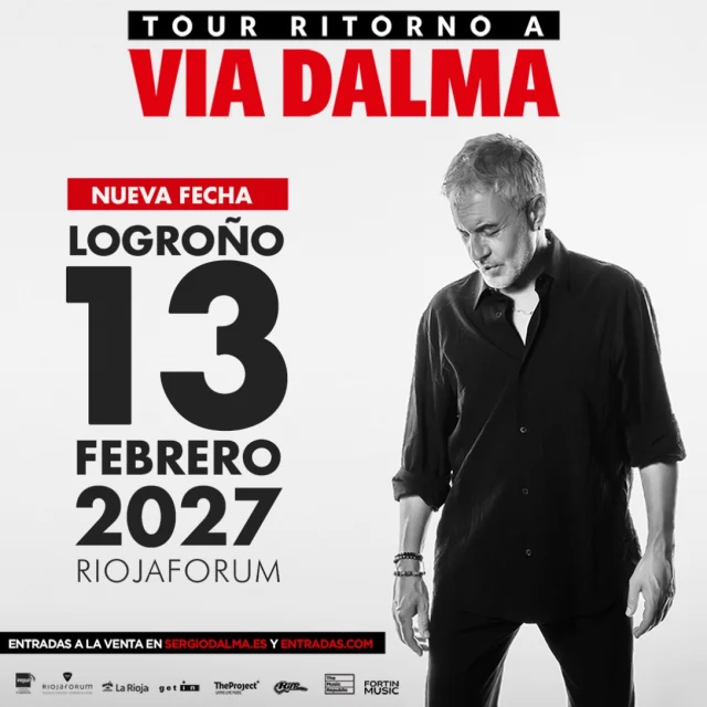 🚨 Logroño, cambiamos de fecha y escenario para ver a Sergio Dalma.
Nueva fecha: 13 de febrero en el Riojaforum. 

Se cancela el concierto previsto para el 19 de diciembre en el Palacio de Deportes. El dinero de las entradas se devolverá de manera automática a través del mismo método de pago. Sentimos las molestias y os esperamos con ganas el 13 de febrero para cantar juntos Ritorno a Via Dalma. 

🎟️ Las entradas para la nueva fecha ya están disponibles en entradas.com